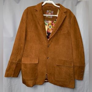 Robert Graham Knowledge Wisdom Truth Leather Coat Two Button Mens Sz 44/54